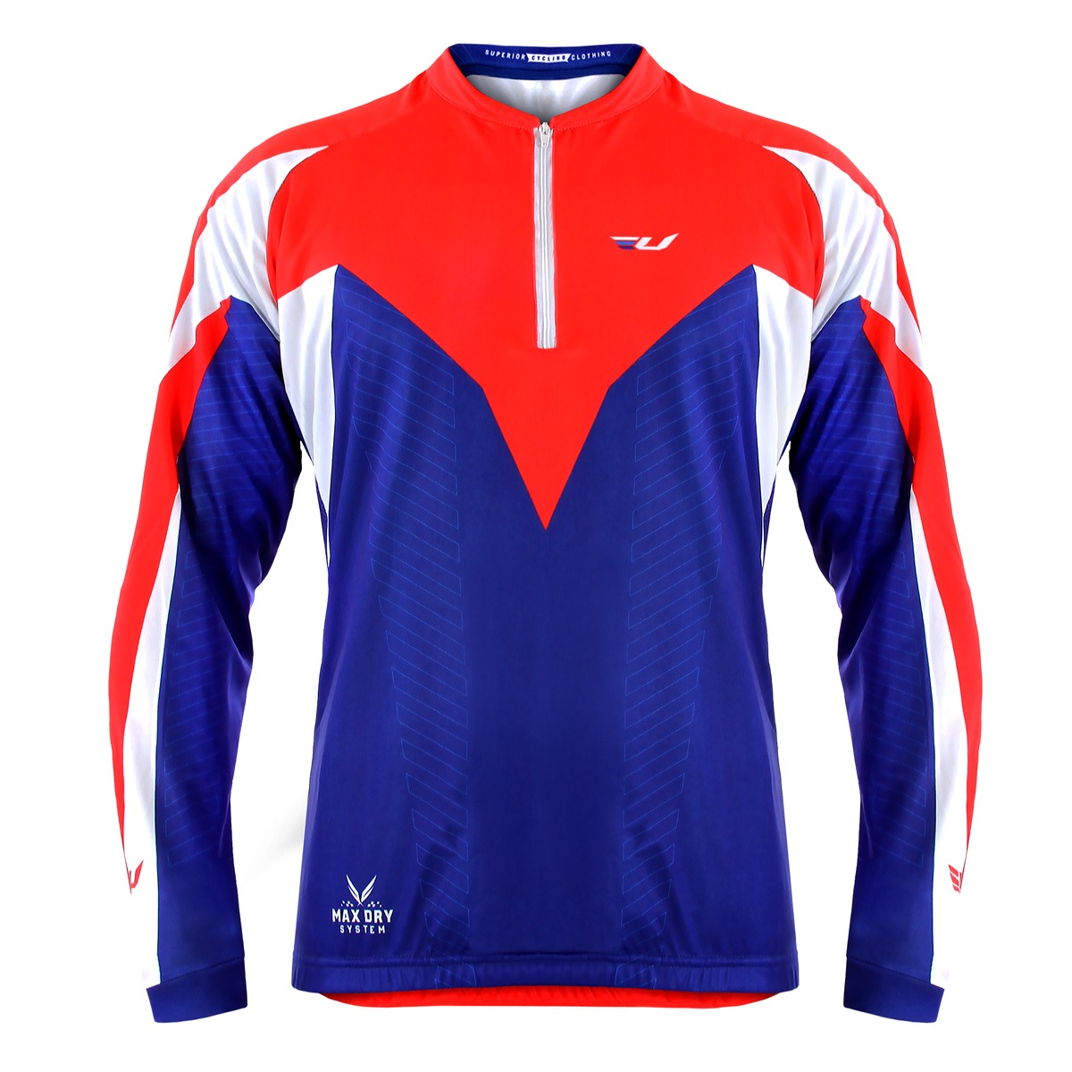Camisa Ciclismo Manga Longa Ultra Bikes Max Dry Azul/Vermelho Tamanho G Pro Tork UCP-02AZVM-G