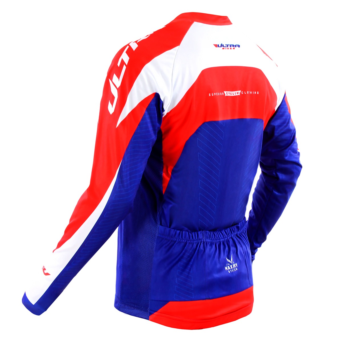 Camisa Ciclismo Manga Longa Ultra Bikes Max Dry Azul/Vermelho Tamanho G Pro Tork UCP-02AZVM-G