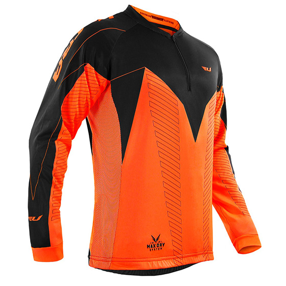 Camisa Ciclismo Manga Longa Ultra Bikes Max Dry Laranja/Preto Tamanho G Pro Tork