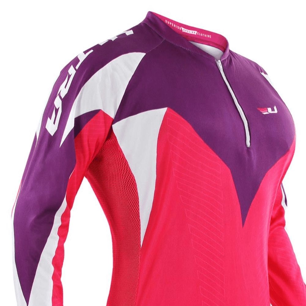 Camisa Ciclismo Manga Longa Ultra Bikes Max Dry Rosa/Lilás Tamanho P Pro Tork UCP-02RSLI-P