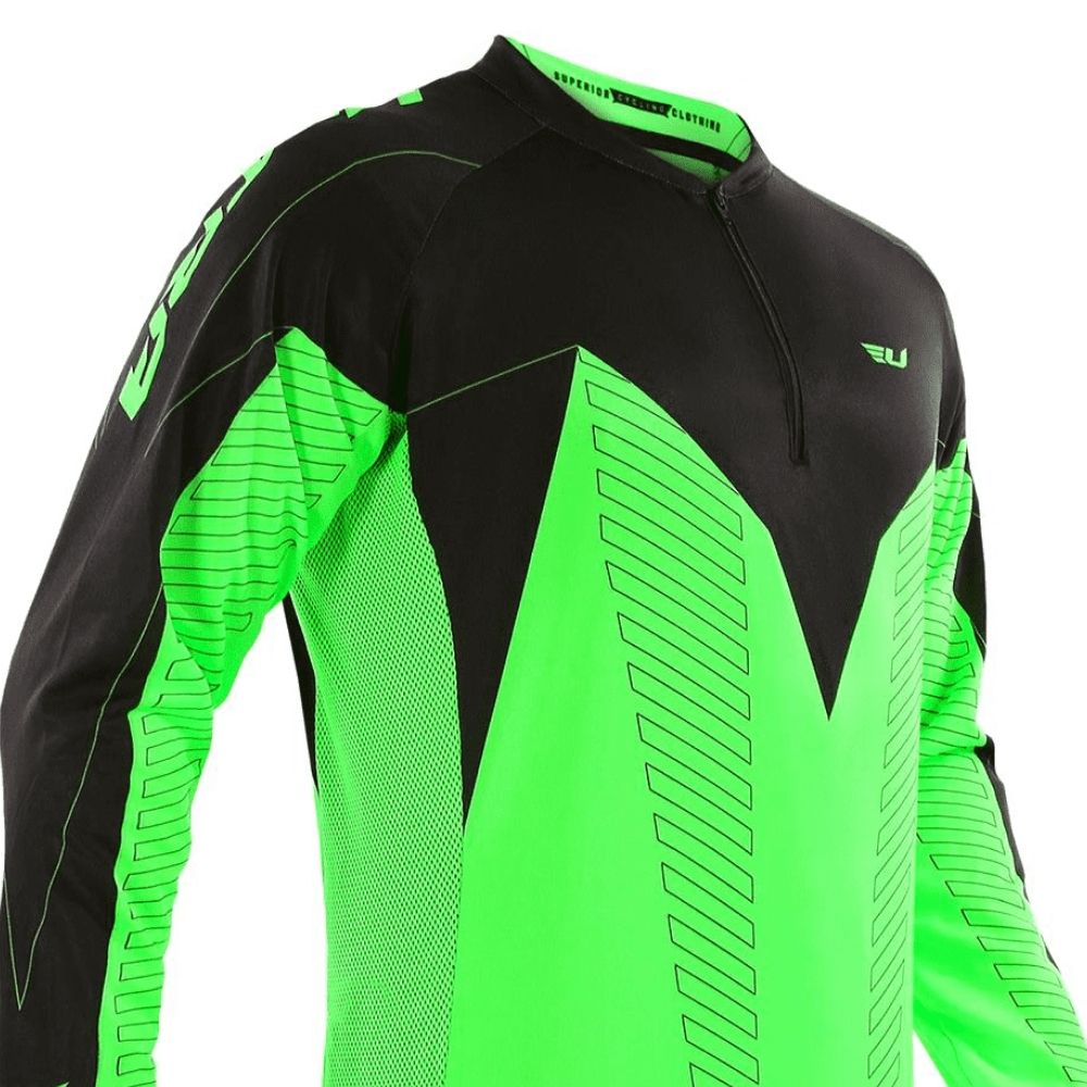 Camisa Ciclismo Manga Longa Ultra Bikes Max Dry Verde/Preto Tamanho G Pro Tork UCP-02VDPT-G