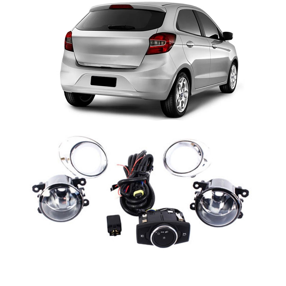 Kit Farol Milha Ford Ká 2019 em diante Interruptor Original Sem grade SL-101210SG - Shocklight