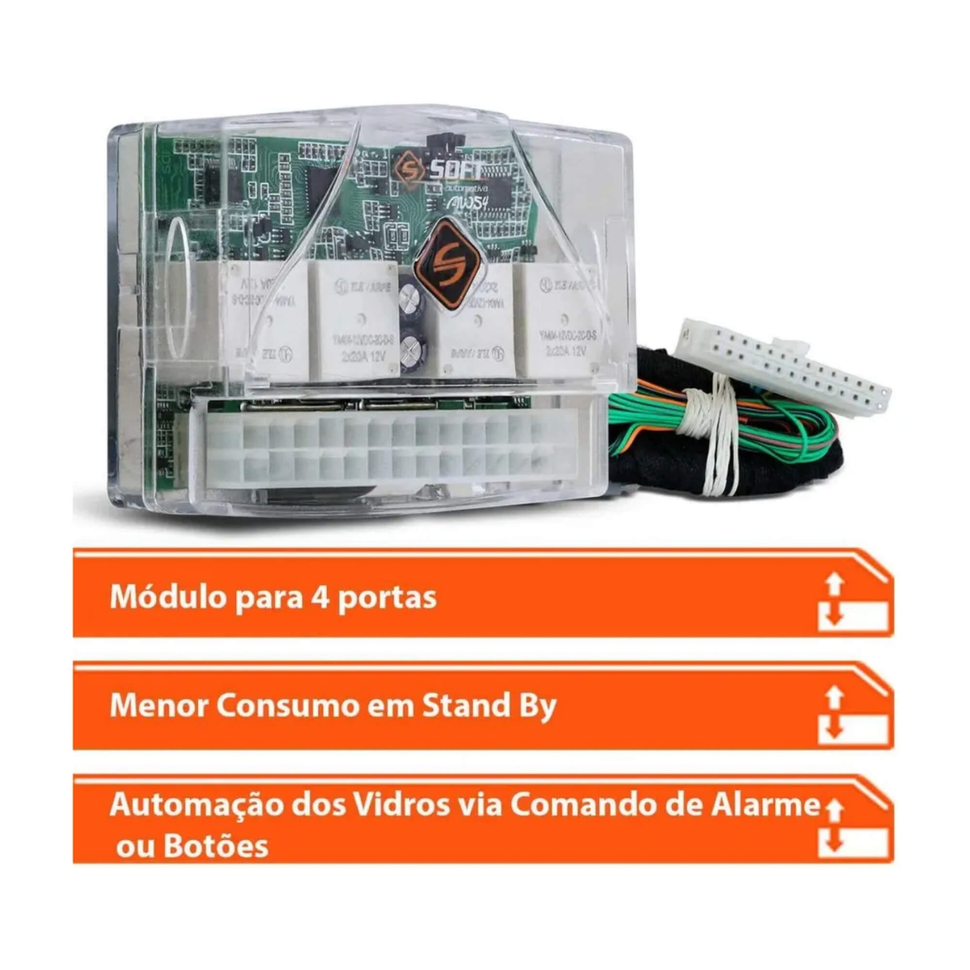 Módulo Vidro Elétrico City Fit WRV 2014 a 2018 Plug And Play Soft - AA.30.0002