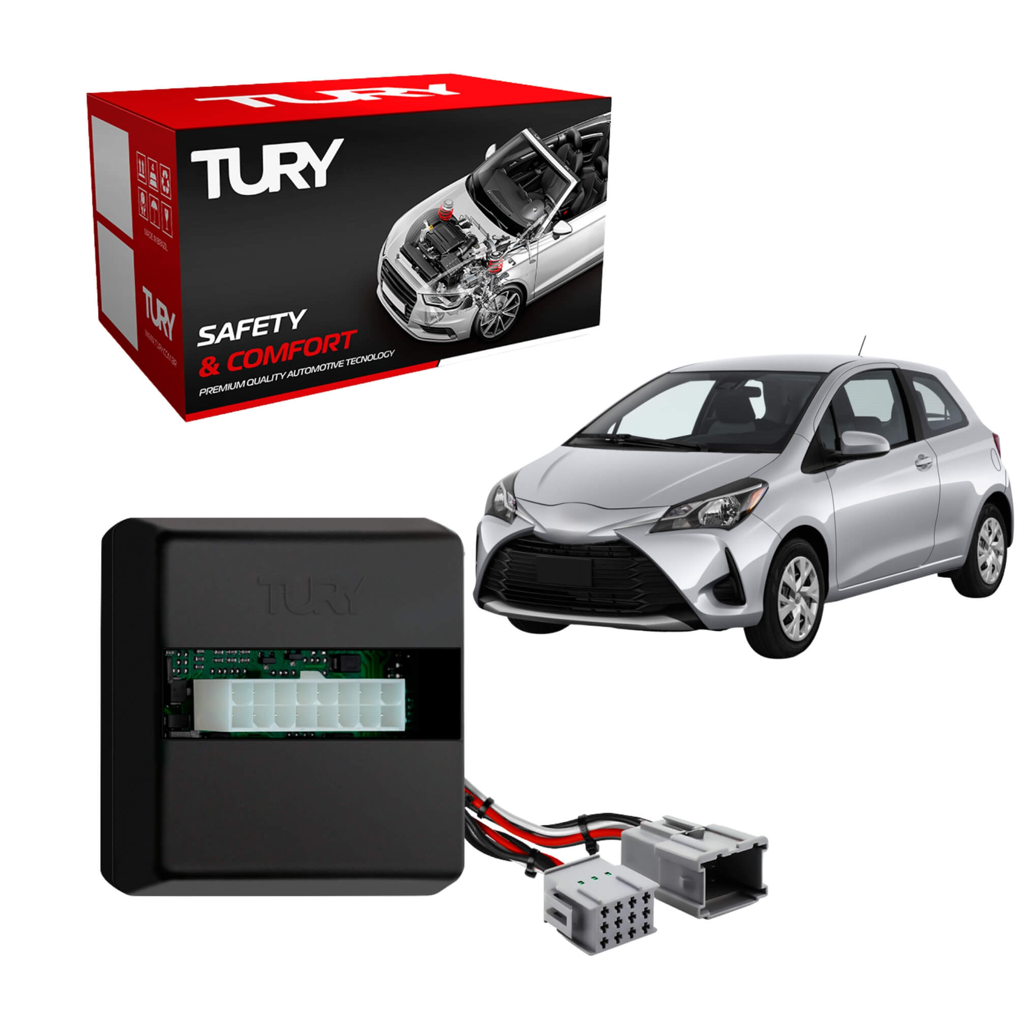 Módulo de Vidro compatível c/ Yaris 2018 a 2021 Vidro + Rebatimento Retrovisores Tury - PARK4.21CL