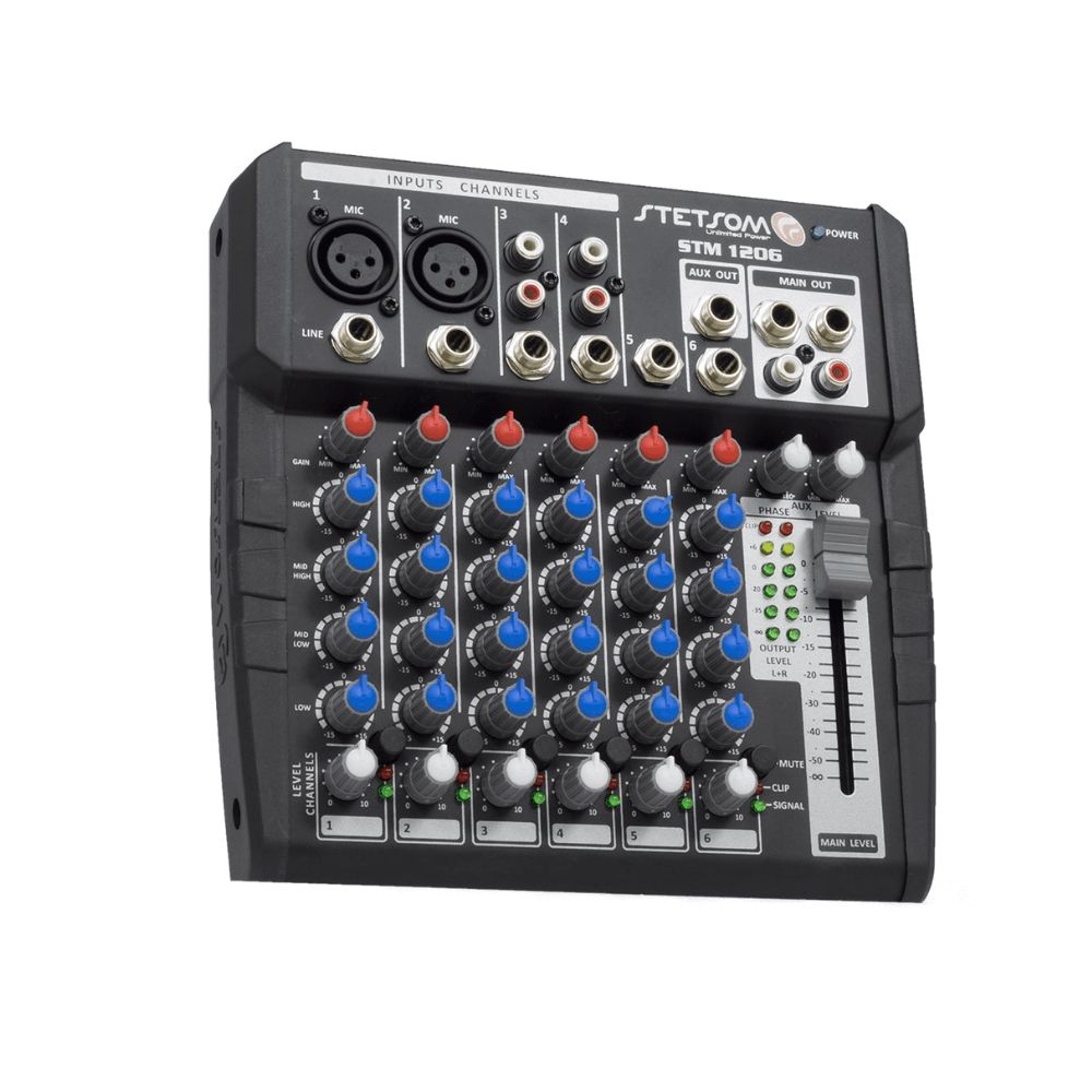 Mesa de Som Automotiva Stetsom STM1206 12V 6 Canais 4 EQ Band
