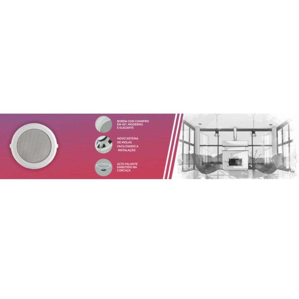 Caixa de Som Frahm Arandela 5" 10W Branca Redonda 30330