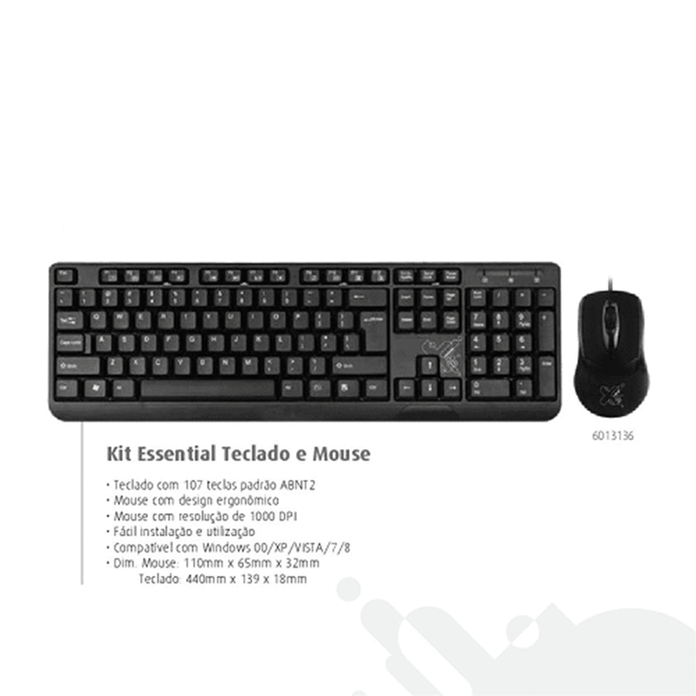 Teclado e Mouse com fio USB Maxprint Essential Preto 6013136