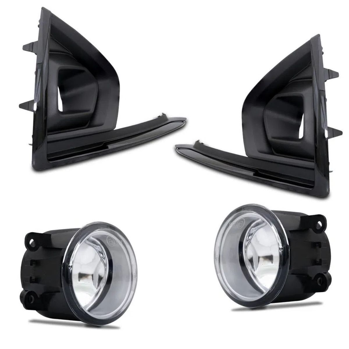 Kit Farol de Milha Fiesta 2019 Botão Original Grade Preta Shocklight SL-101710