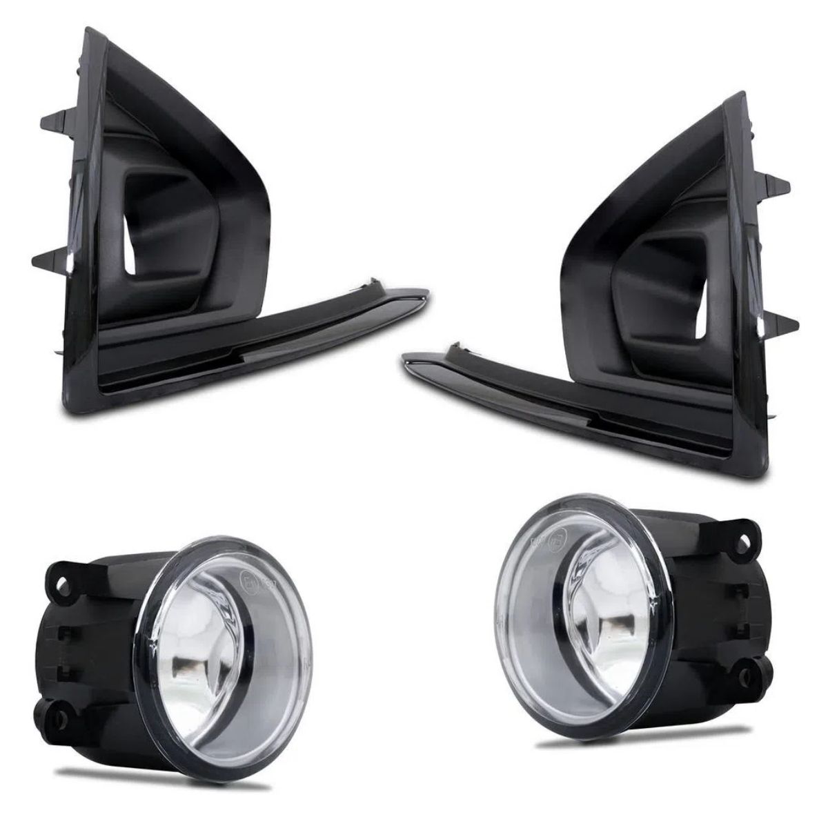 Kit Farol de Milha Fiesta 2019 Botão Original Grade Preta Shocklight SL-101710