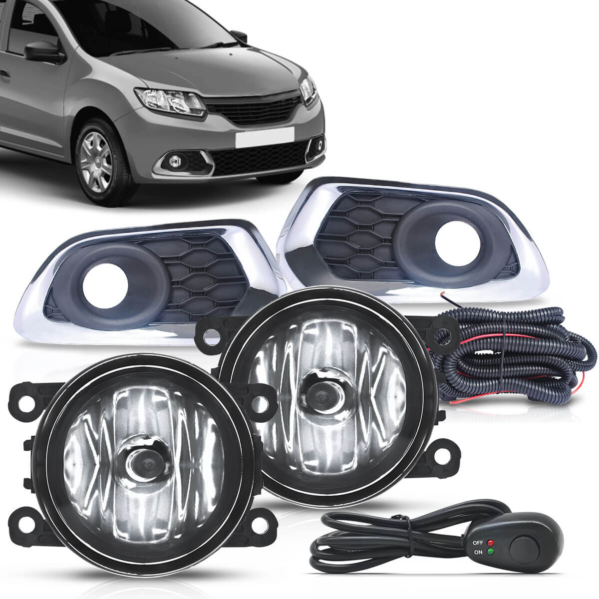 Kit Farol de Milha Renault Sandero 2015 até 2017 Suns - FGS0908RN
