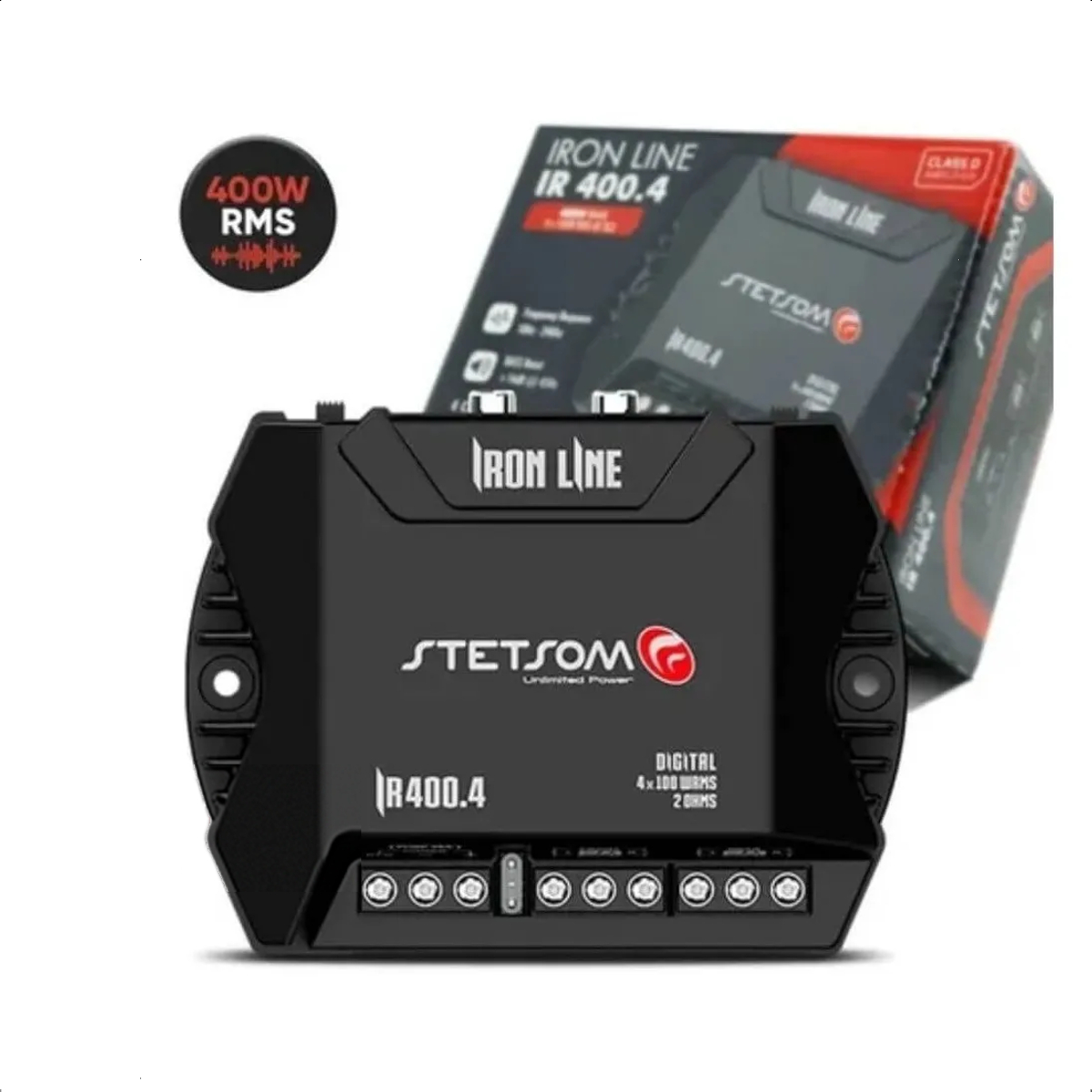 Módulo Amplificador de Potência para Som Automotivo Stetsom IR400.4 Digital 400W 4 Canais 2 OHMS
