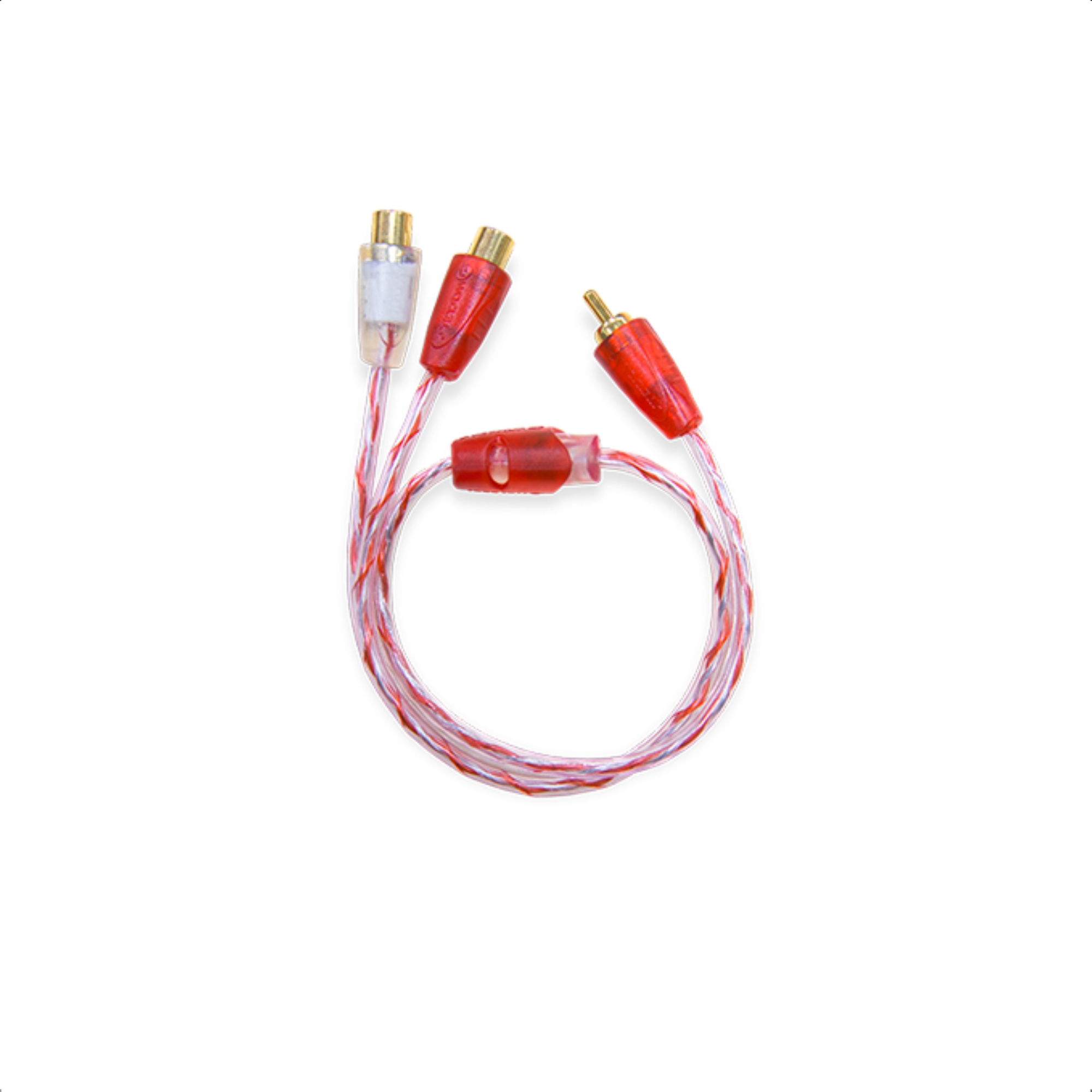 Cabo Coaxial Y RCA Cristal Bronze 1 Macho 2 Fêmeas 26.5cm Vermelho e Branco Stetsom