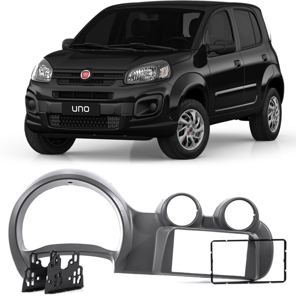 Moldura 2 Din Fiat Uno (1 Versão) 11/14 / Uno Vivace 11/14 / Fiorino 15/19 CINZA JP/CH EPX 157