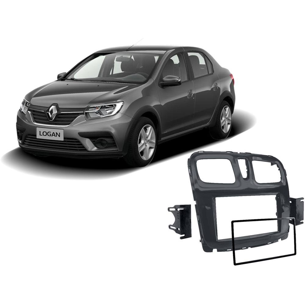 Moldura 2Din Renault Logan e Sandero 2015 até 2020 Black Piano Expex JP/CH - EPX482