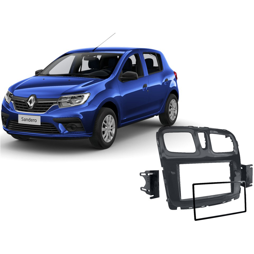 Moldura 2Din Renault Logan e Sandero 2015 até 2020 Black Piano Expex JP/CH - EPX482