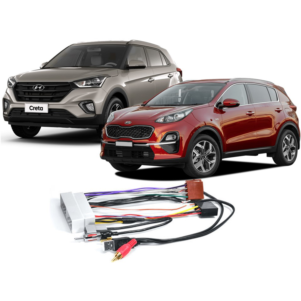 Kit Fácil Hyundai Kia com Chicote de Ligação e Adaptador Antena FAC 2017/... HY-002