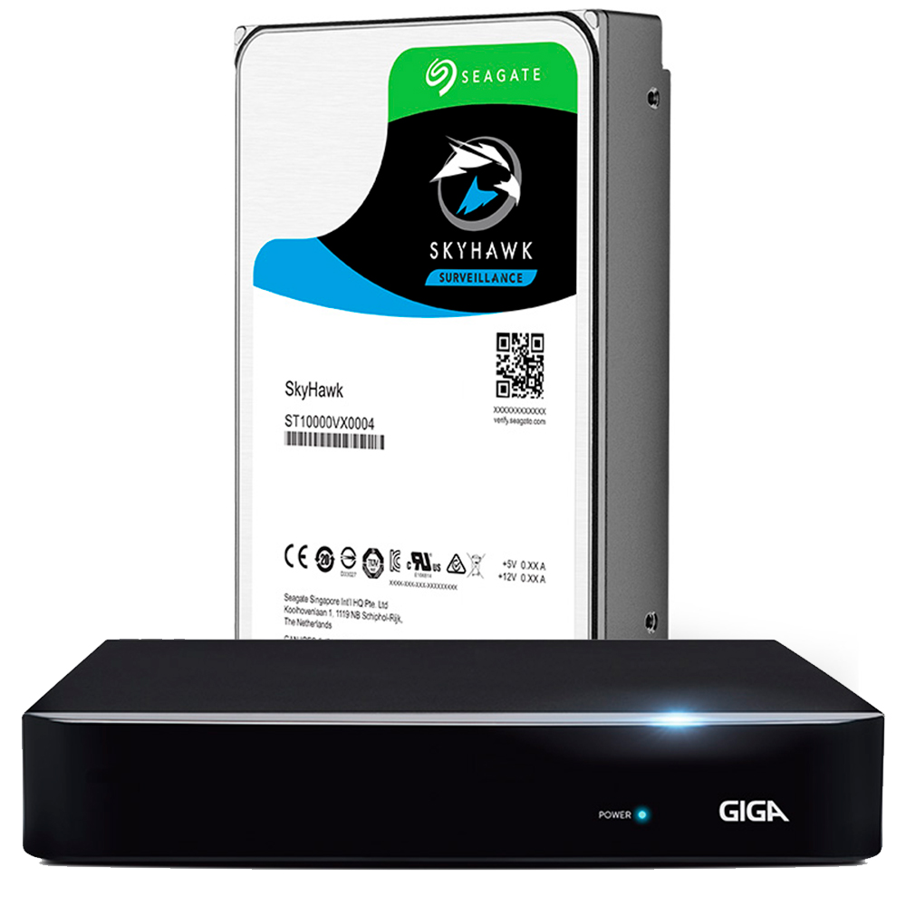 DVR 8 Canais Híbrido Giga Security 1080P Série Orion OPEN HD Saída BNC + HD Seagate 1TB - GS0185