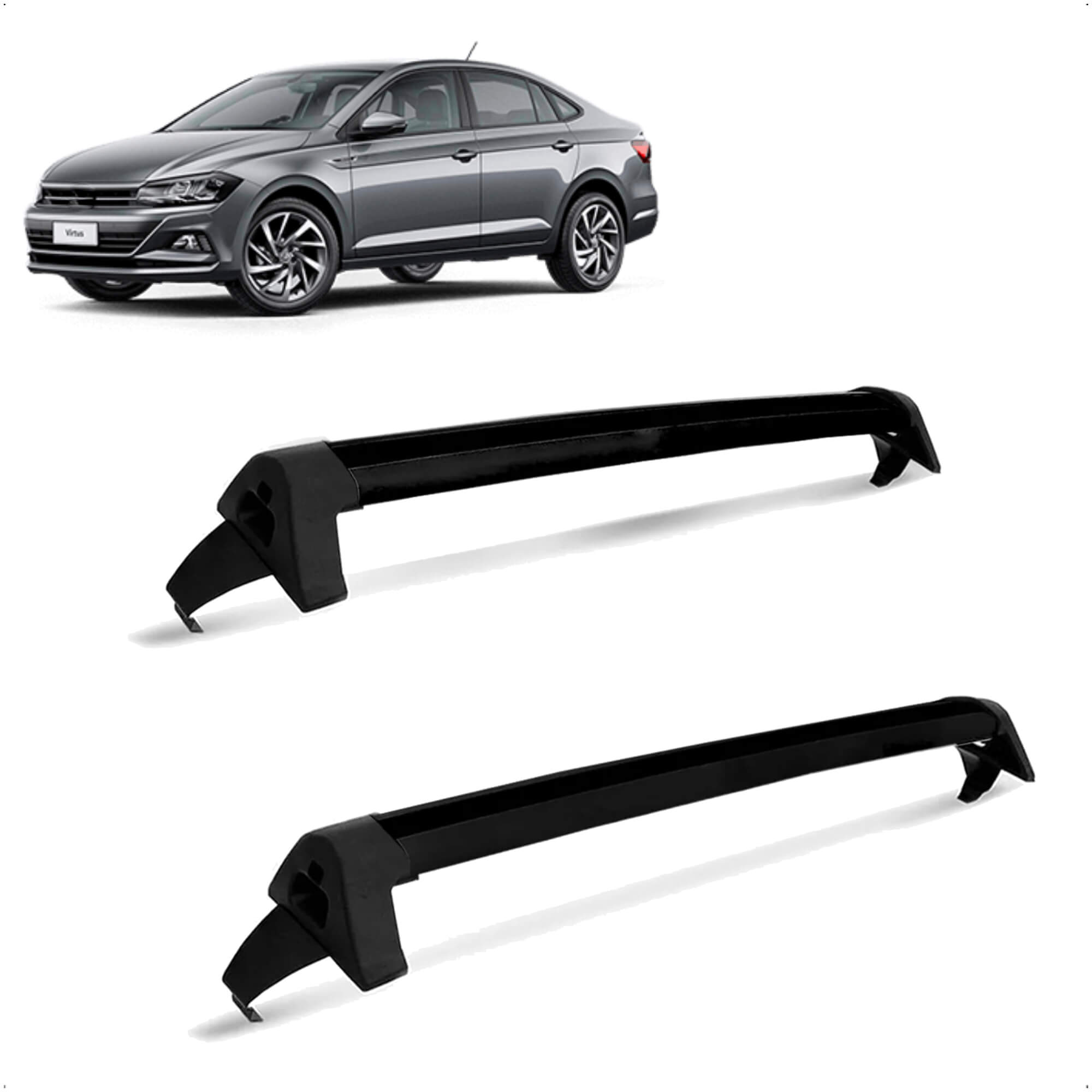 Rack de Teto Travessa Virtus Preto até 45Kg Presa na Longarina Projecar - VW - 160