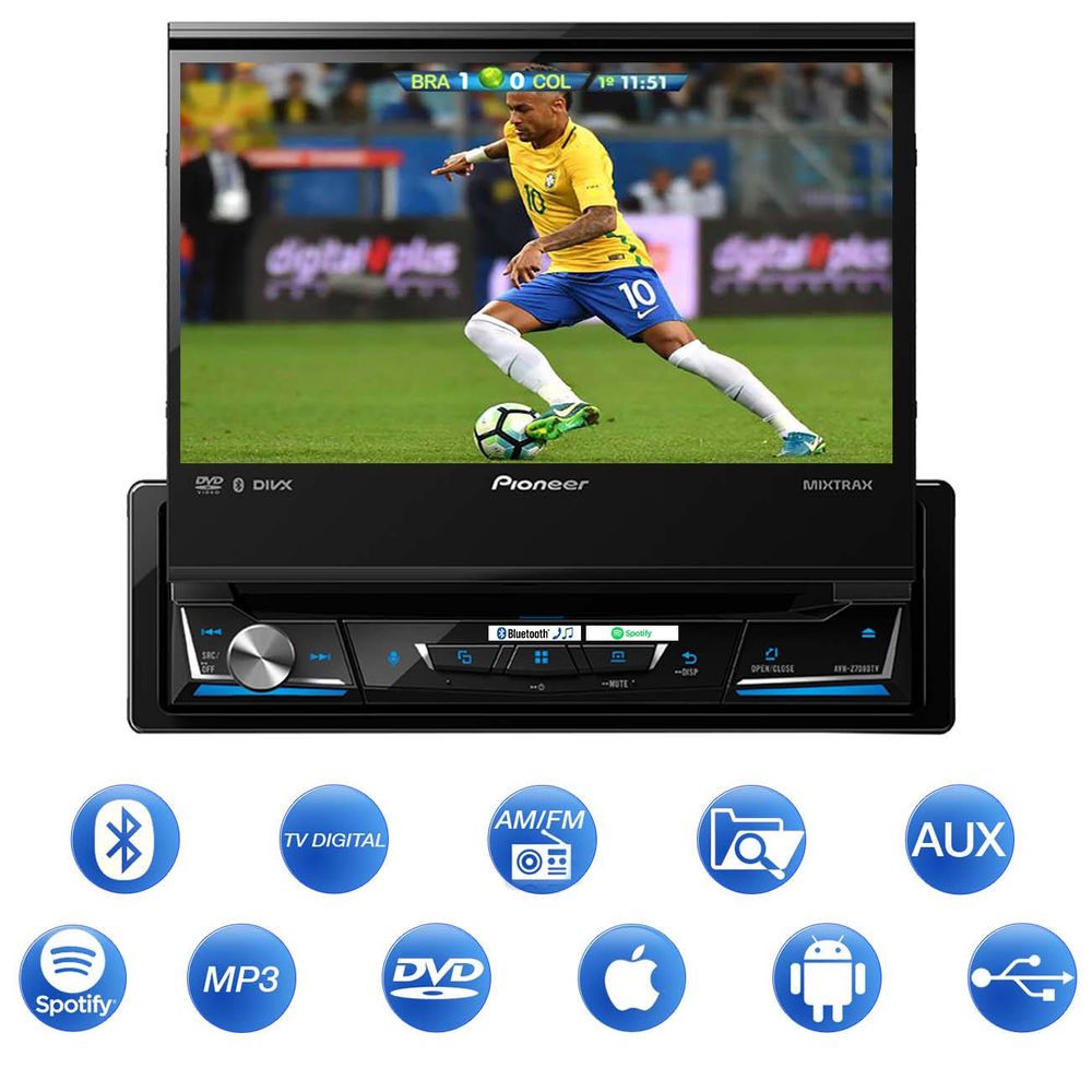 COMP Kit DVD Pioneer 7" Retrátil Avh-z7180tv + Câmera de ré
