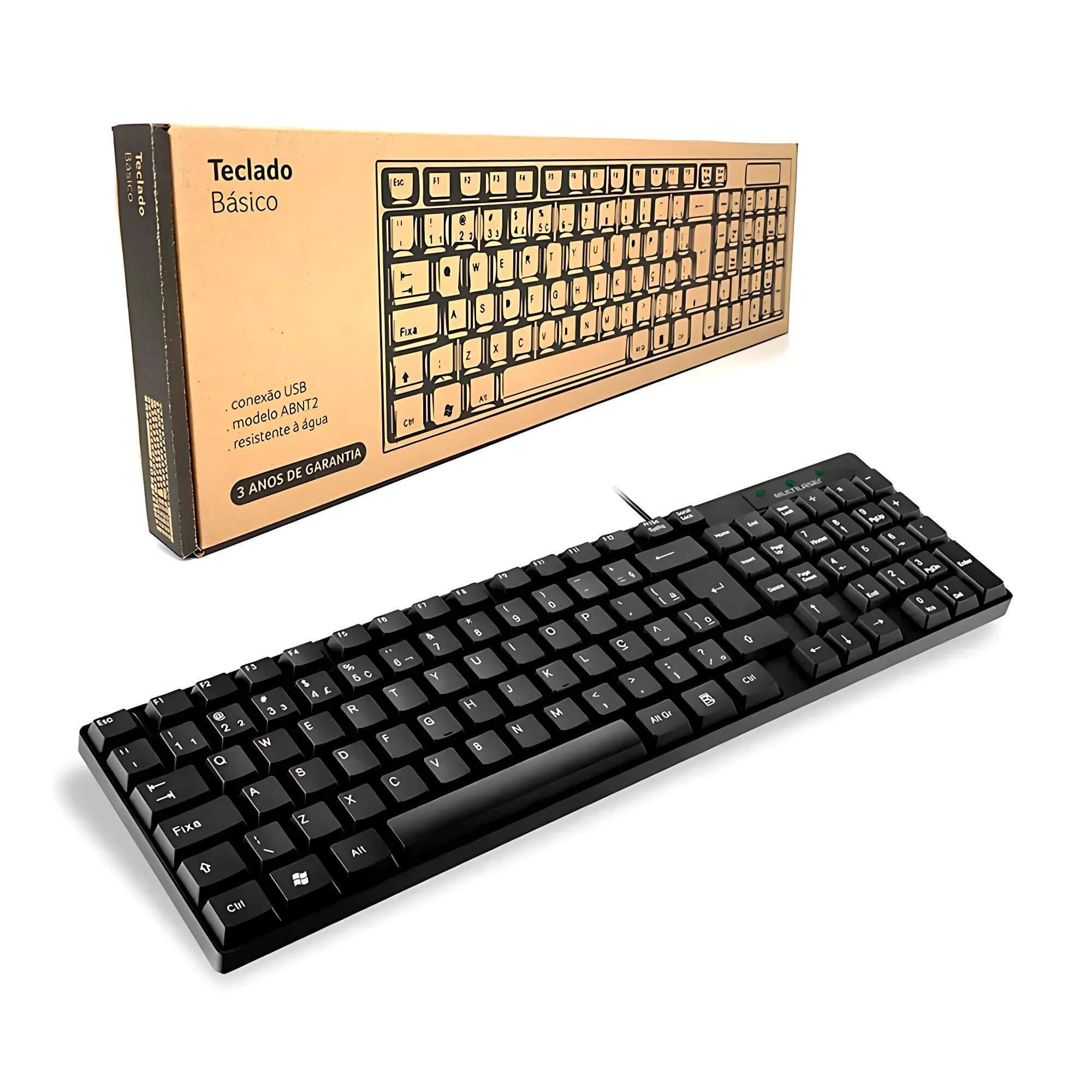 Teclado USB Basico Slim preto Laser TC193BU Multilaser