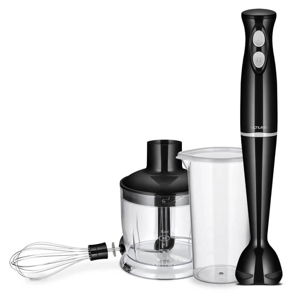 Mixer 3 em 1 Gourmet Mixer / Processador / Batedor de Ovos 2 Velocidades 350W Inox Preto 127V Multilaser - FP05