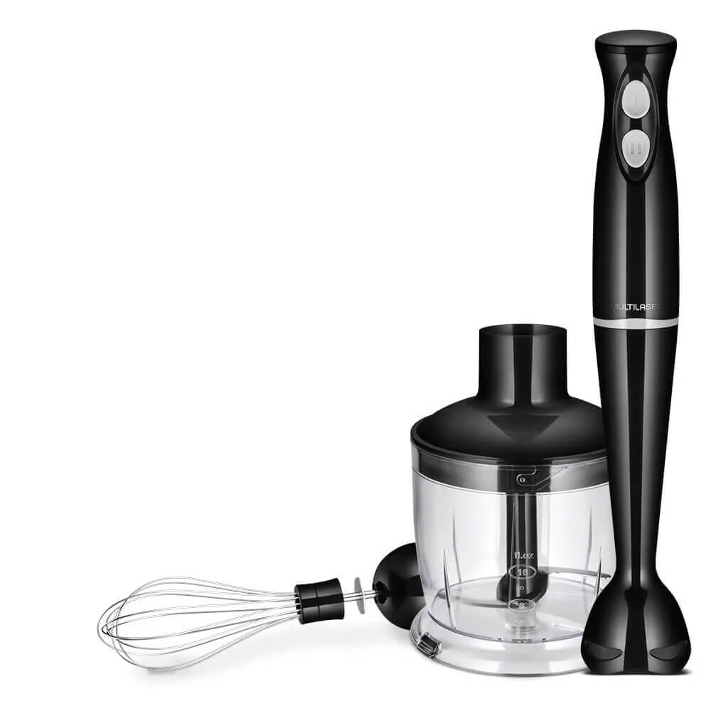 Mixer 3 em 1 Gourmet Mixer / Processador / Batedor de Ovos 2 Velocidades 350W Inox Preto 127V Multilaser - FP05