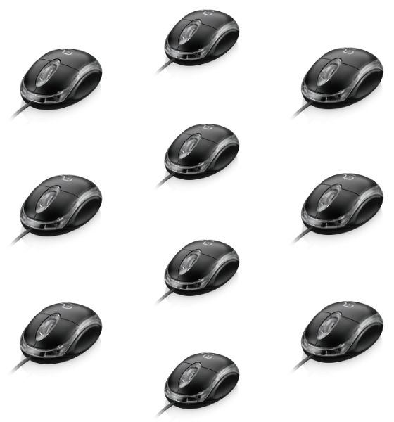 Kit 10 Mouses USB óptico Classic MO179 preto - Multilaser