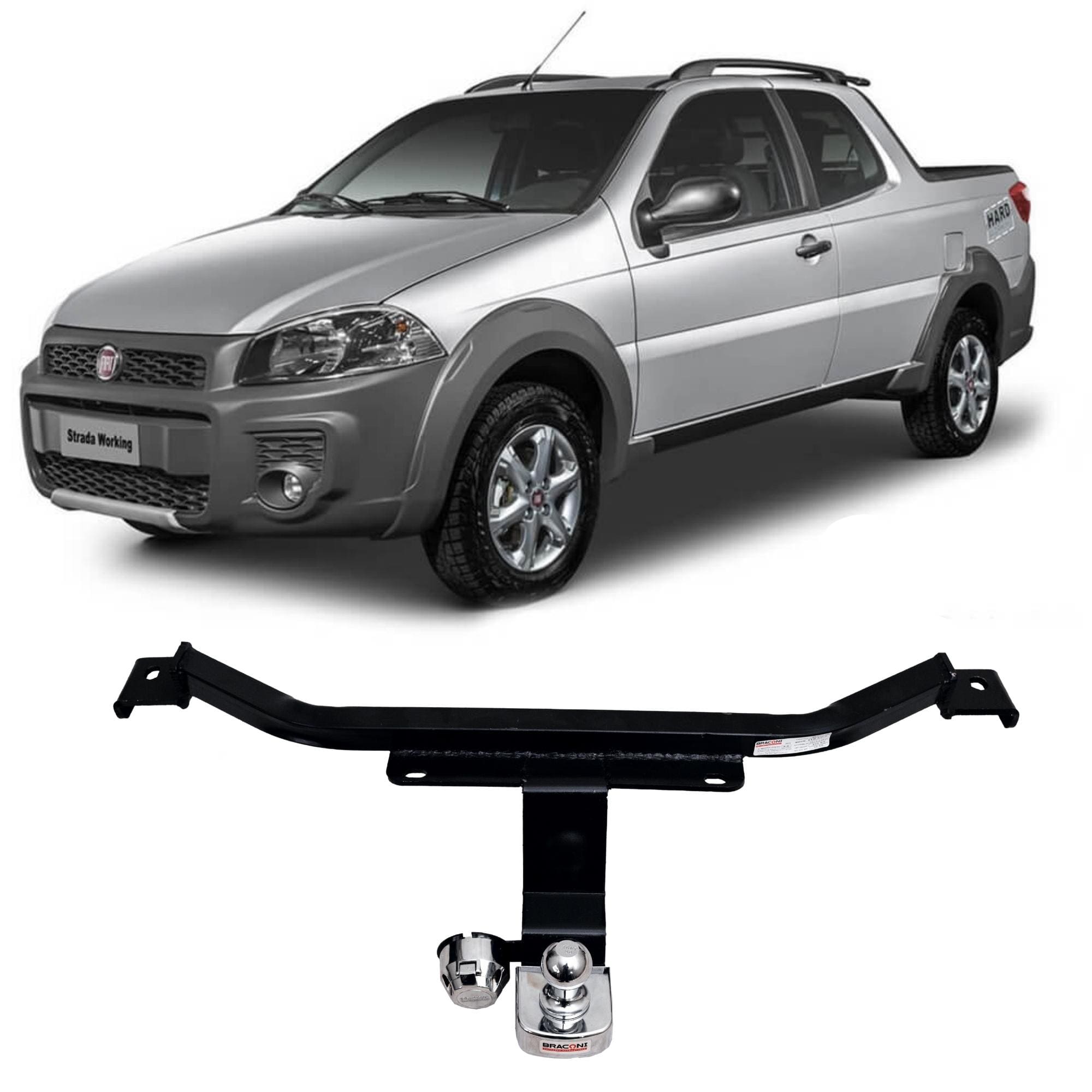 Engate Braconi STRADA 2014 até 2020 Não Precisa Furar Bola Cromada até 450kg Modelo Fixo FT-35