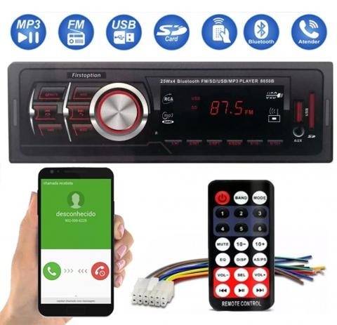 Som Automotivo 8850b First Option Bt mp3 + Par Alto falantes TSR Orion Q6S + Antena Krott KR 1000