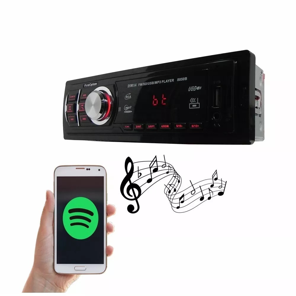 Som Automotivo 8850b First Option Bt mp3 + Par Alto falantes TSR Orion Q6S + Antena Krott KR 1000