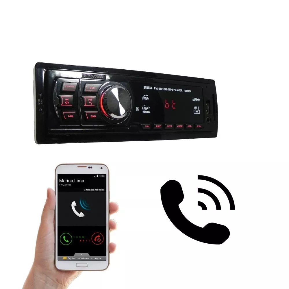 Som Automotivo 8850b First Option Bt mp3 + Par Alto falantes TSR Orion Q6S + Antena Krott KR 1000