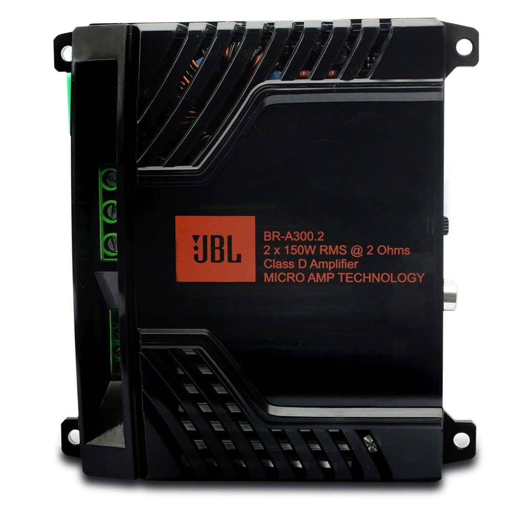 Kit 4 Alto Falantes JBL Linha FLEX3 6TRFX50 + Módulo de potência JBL BR-A 300.2 + Cabo RCA