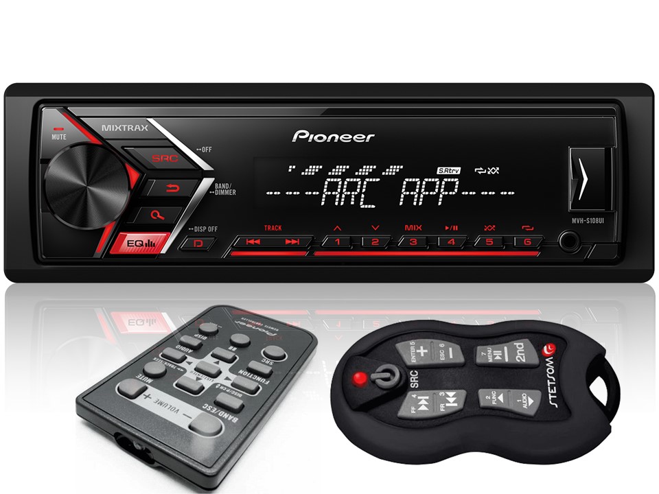 Kit Som Automotivo Pioneer MVH-S108UI + Controle de longa distância Stetsom SX2 Recept