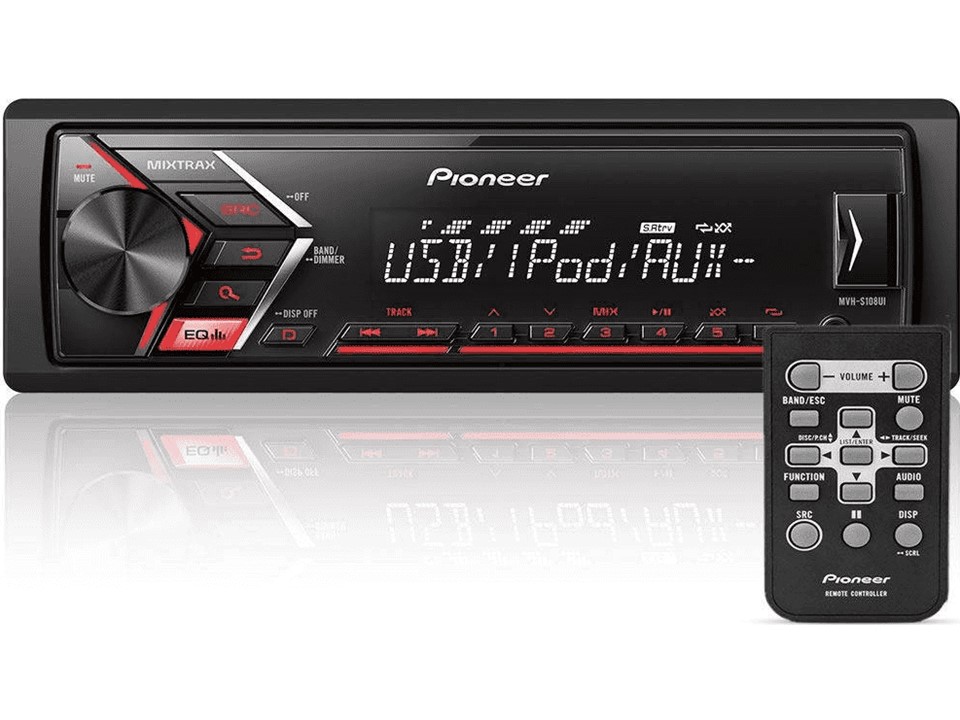 Kit Som Automotivo Pioneer MVH-S108UI + Controle de longa distância Stetsom SX2 Recept