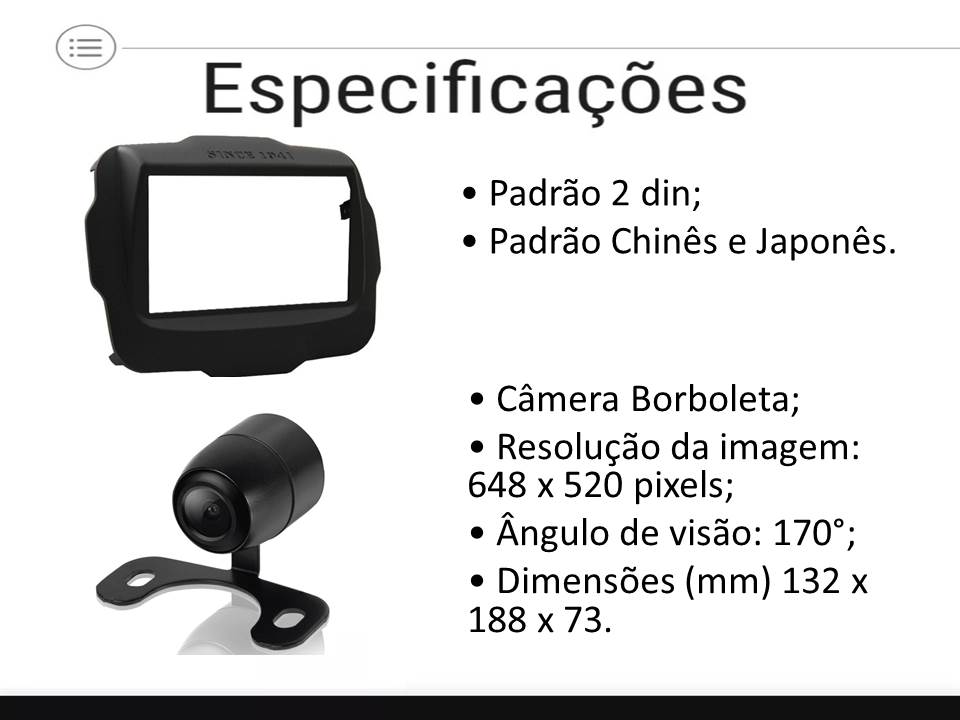 Kit Central Multimidia HMP-8019 + Moldura 2 din + Chicotes + Câmera de ré + Interface p/ Jeep Renegade 2015 a 2019