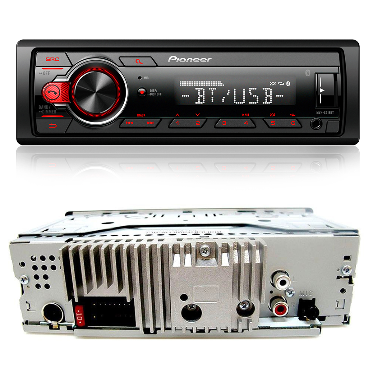 Kit Som Automotivo MVH-S218BT MP3 USB BT + 2 Pares Alto-Falantes Triaxial Bravox 6 - B3X60X 200W