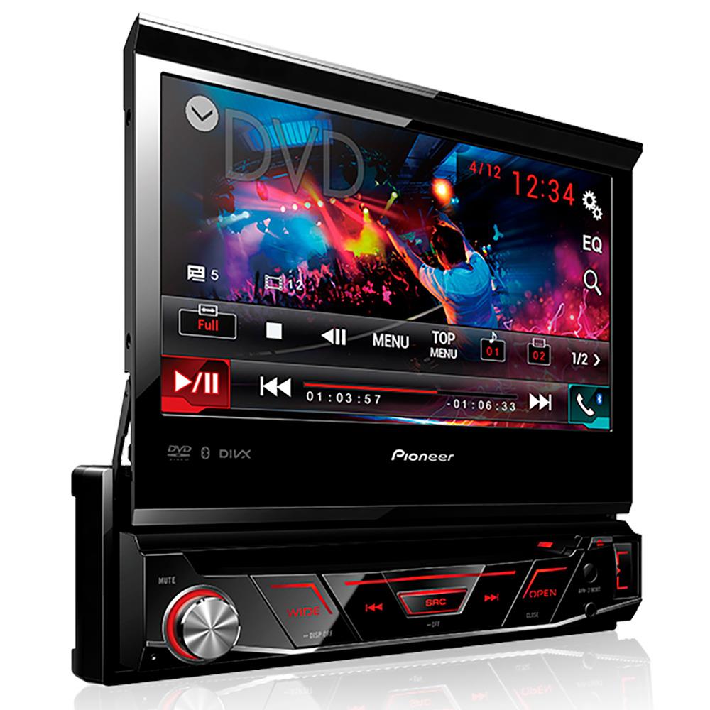Kit Dvd Player Retratil AVH-3180BT Pioneer Bluetooth Usb Tela 7 polegadas + Câmera de ré borboleta
