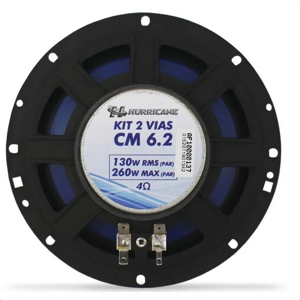 Alto Falante para Som Automotivo Kit Duas Vias 6 CM6.2 130 RMS 4 Ohms Tweeter de Neodímio Hurricane