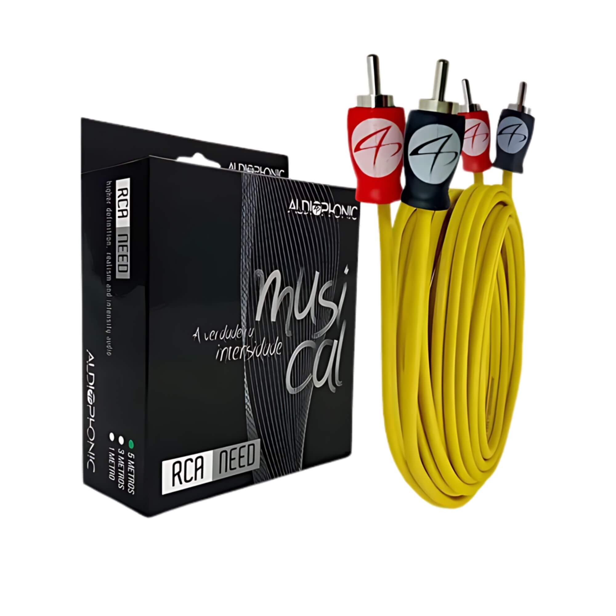 Cabo RCA 2 Vias Blindado 5MM de Espessura 5 Metros Audiophonic - RCA NEED 5