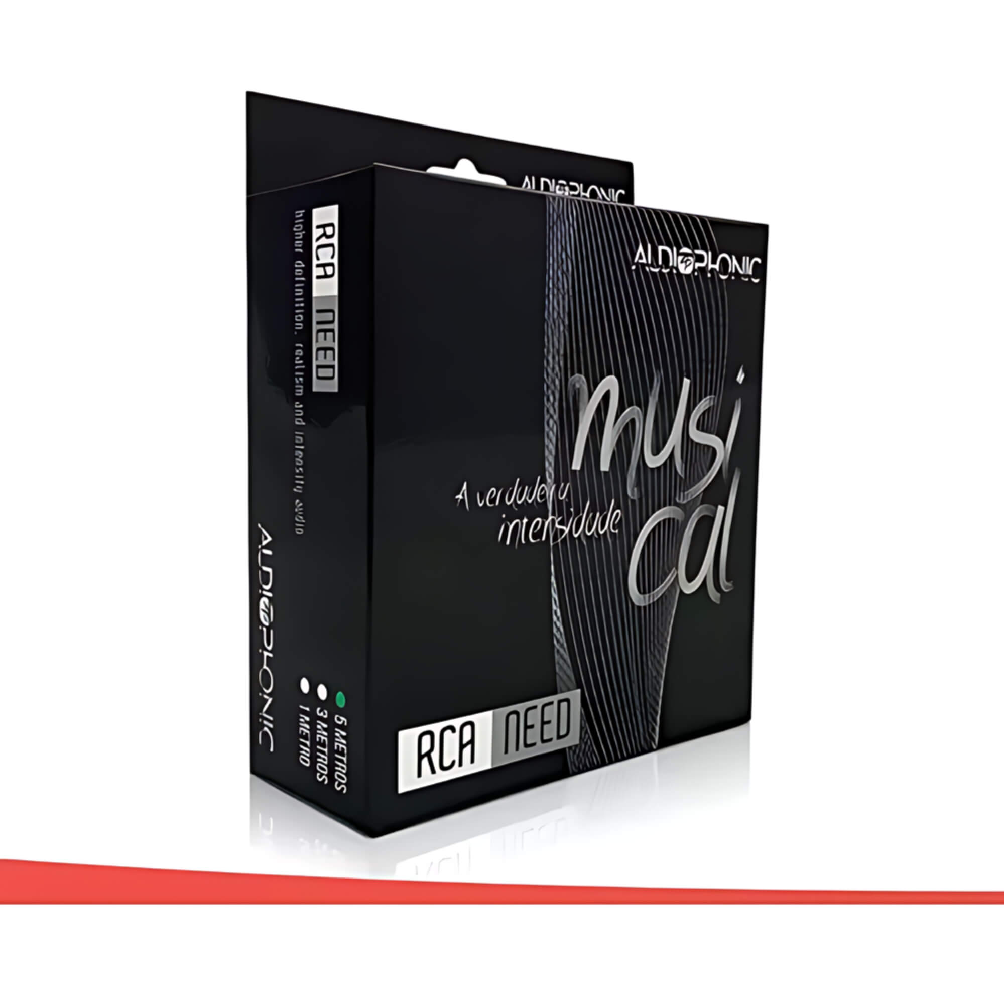 Cabo RCA 2 Vias Blindado 5MM de Espessura 5 Metros Audiophonic - RCA NEED 5