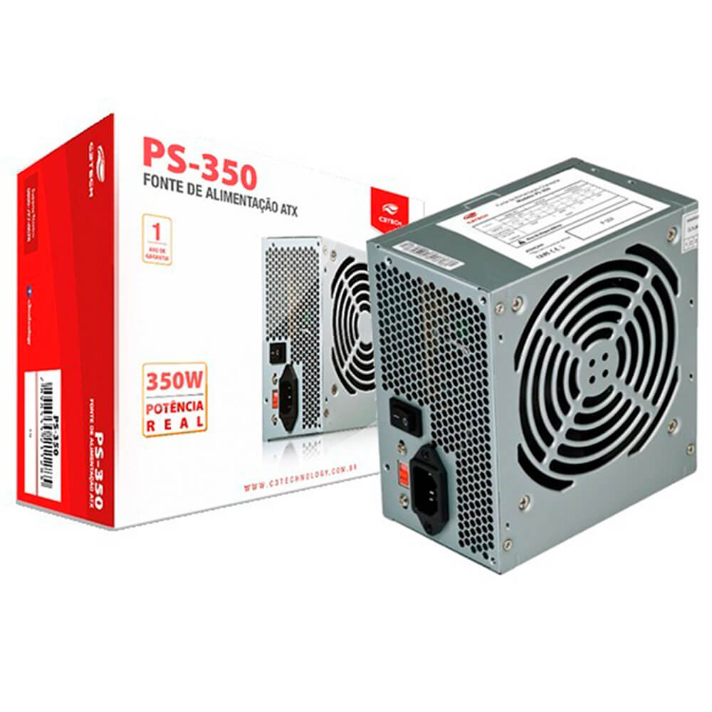 Kit 10 Fontes ATX 350W 24P/Sata s/ cabo C3Tech - PS-350