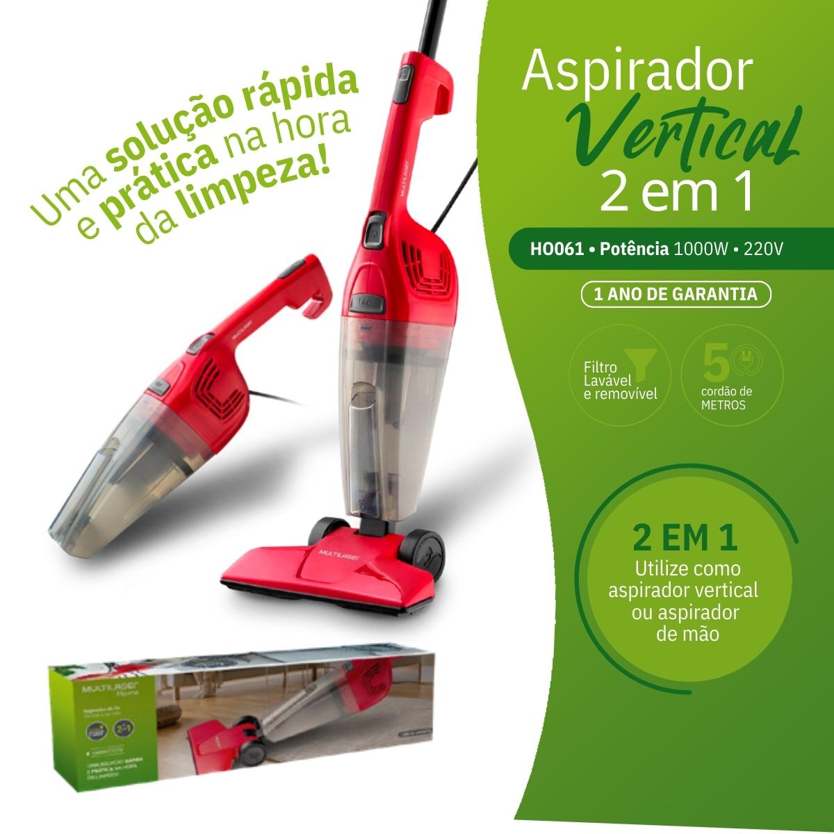 Aspirador de Pó Vertical 1000W 220V Multilaser - HO061