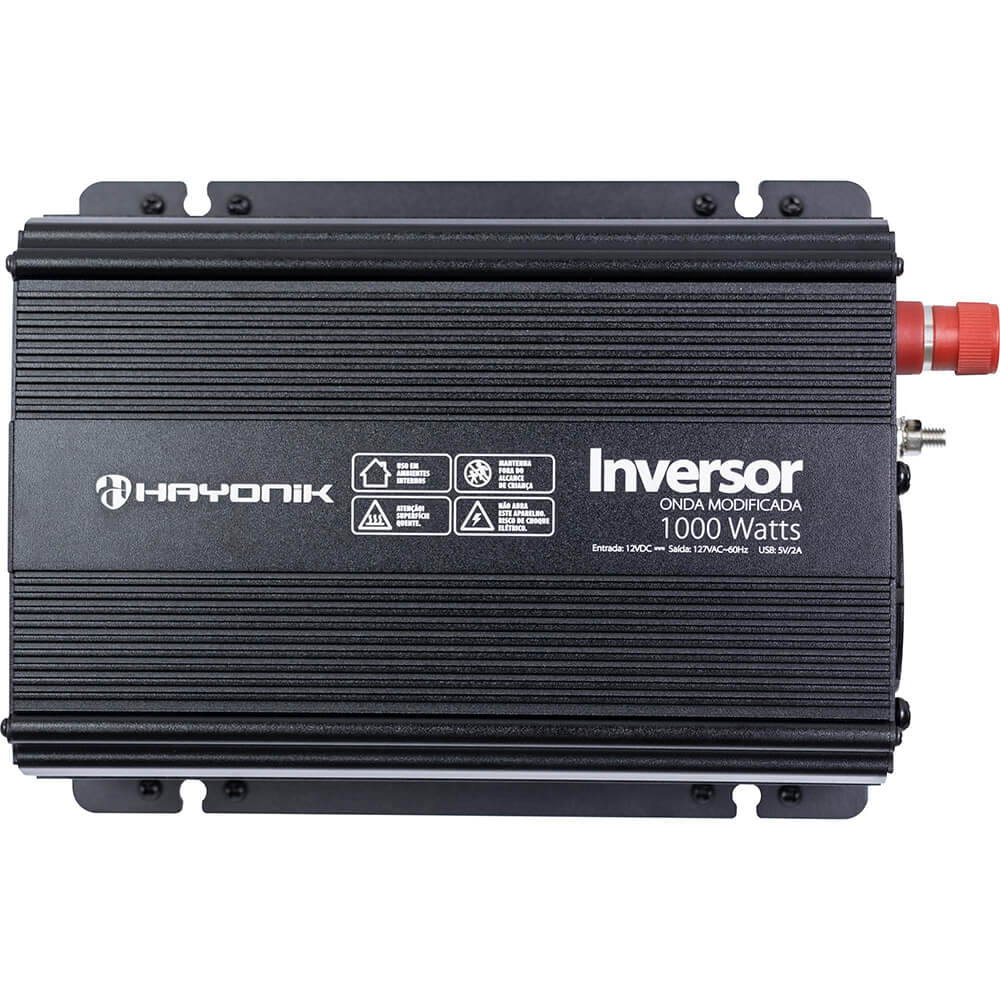 Inversor e Conversor de Tensão Onda Modificada Hayonik 12V para 127V 1000W Com Saída USB 67210