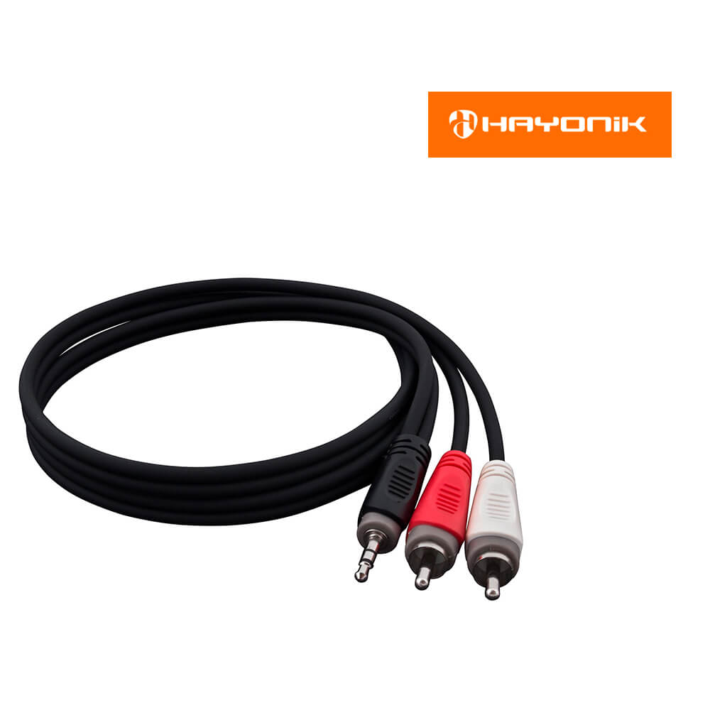 Cabo Auxiliar P2 Macho x 2 RCA Macho Estéreo para Áudio com 1,8m de Comprimento Hayonik 51222