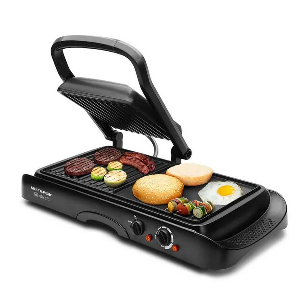 Grill 2 em 1 Multilaser 1500W 127V com Coletor de Gordura Preto - CE106