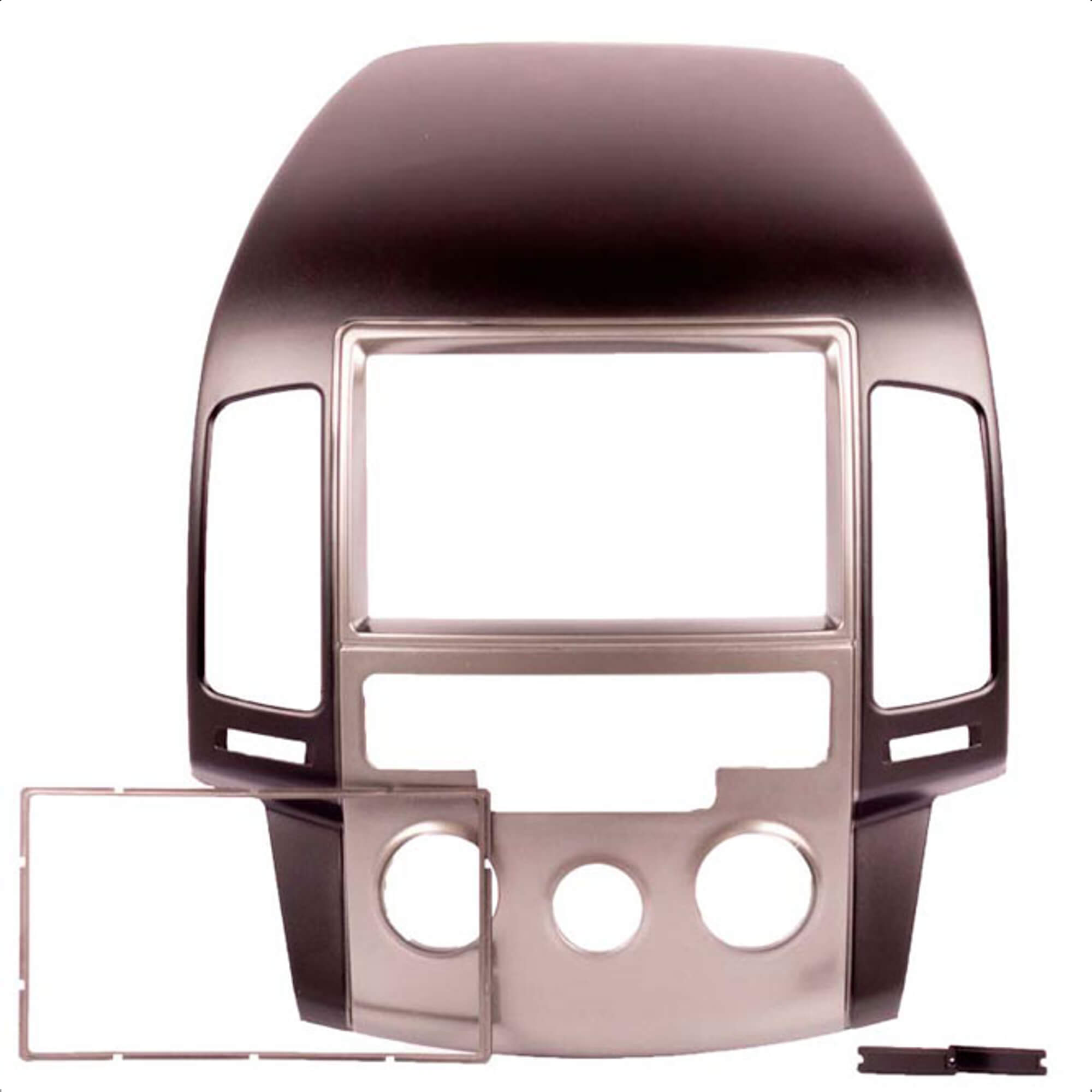 Moldura 2 Din Preto C/ Acabamento Prata Ar Analógico 7" I30 2009-2012 Japonês/Chinês Expex-EPX 015