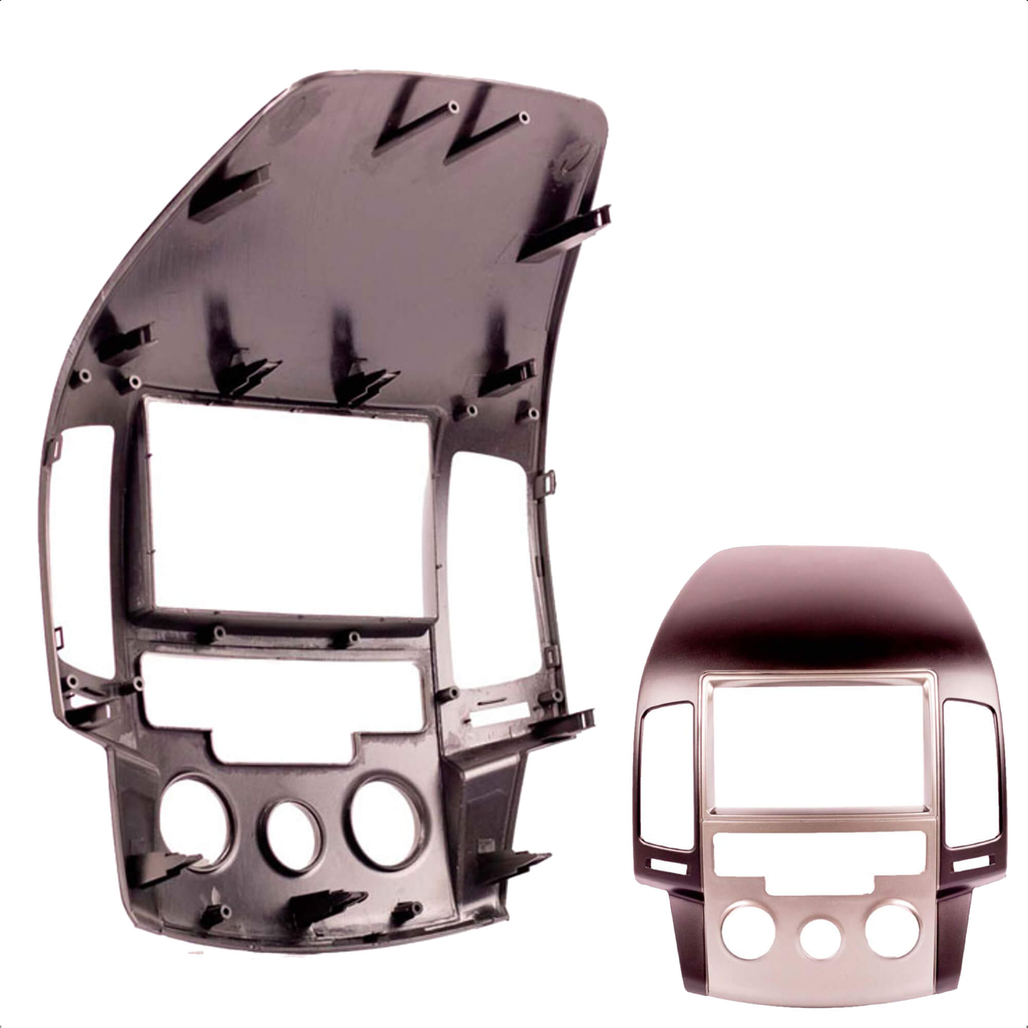 Moldura 2 Din Preto C/ Acabamento Prata Ar Analógico 7" I30 2009-2012 Japonês/Chinês Expex-EPX 015