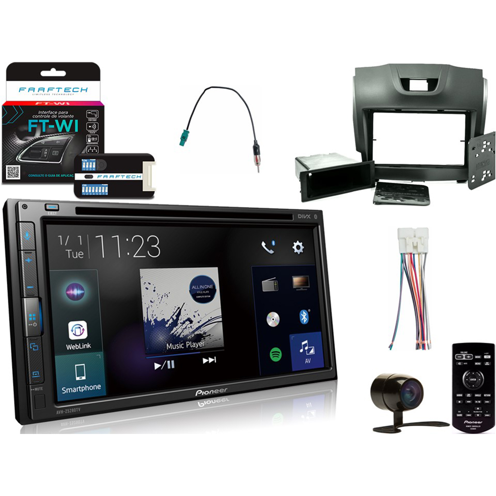 Kit DVD Player Chevrolet S10 AVH-Z5280TV Pioneer + Câmera de ré + Moldura 2din + Interface + Chicotes