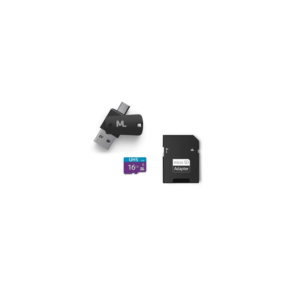 Kit 4x1 Adaptador USB Dual Drive + Adaptador SD + Cartão Memória C10 16GB Multilaser - MC150