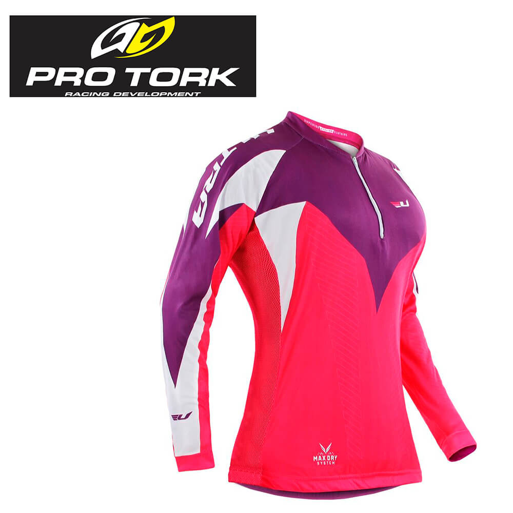 Camisa Ultra Bikes Max Dry Manga Longa Tamanho M - Pro Tork Rosa / Lilás Pro Tork